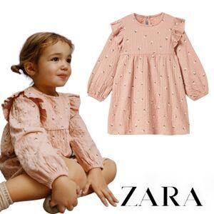ZARA Kids | Pale Pink | TEXTURED FLORAL DRESS